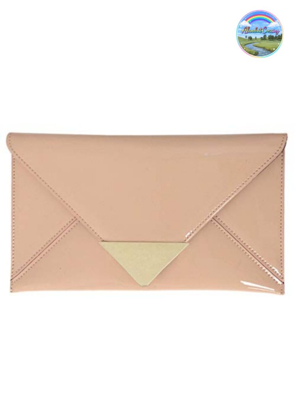 Faux Patent Leather Glossy Envelope Clutch with Detachable Chain